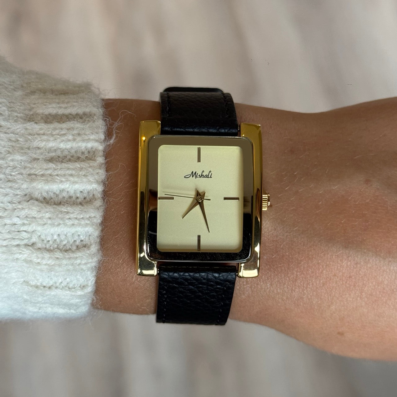 Elena Watch | Leather Gold