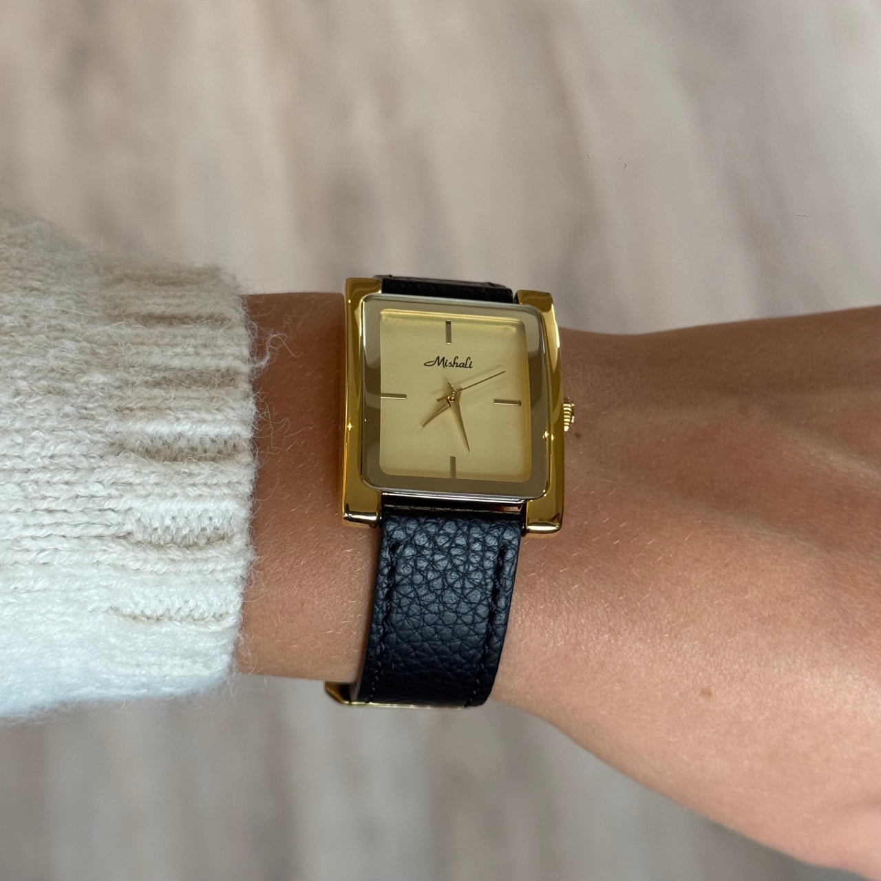 Elena Watch | Leather Gold