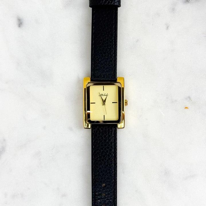 Elena Watch | Leather Gold